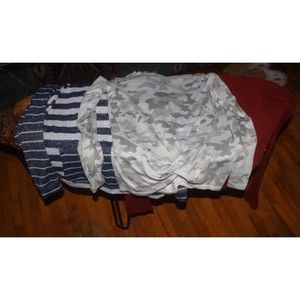 Lot of 3 Girls LS Tops Sz Large (10/12) Wonder Nation Shinestar Camo Stripes GUC